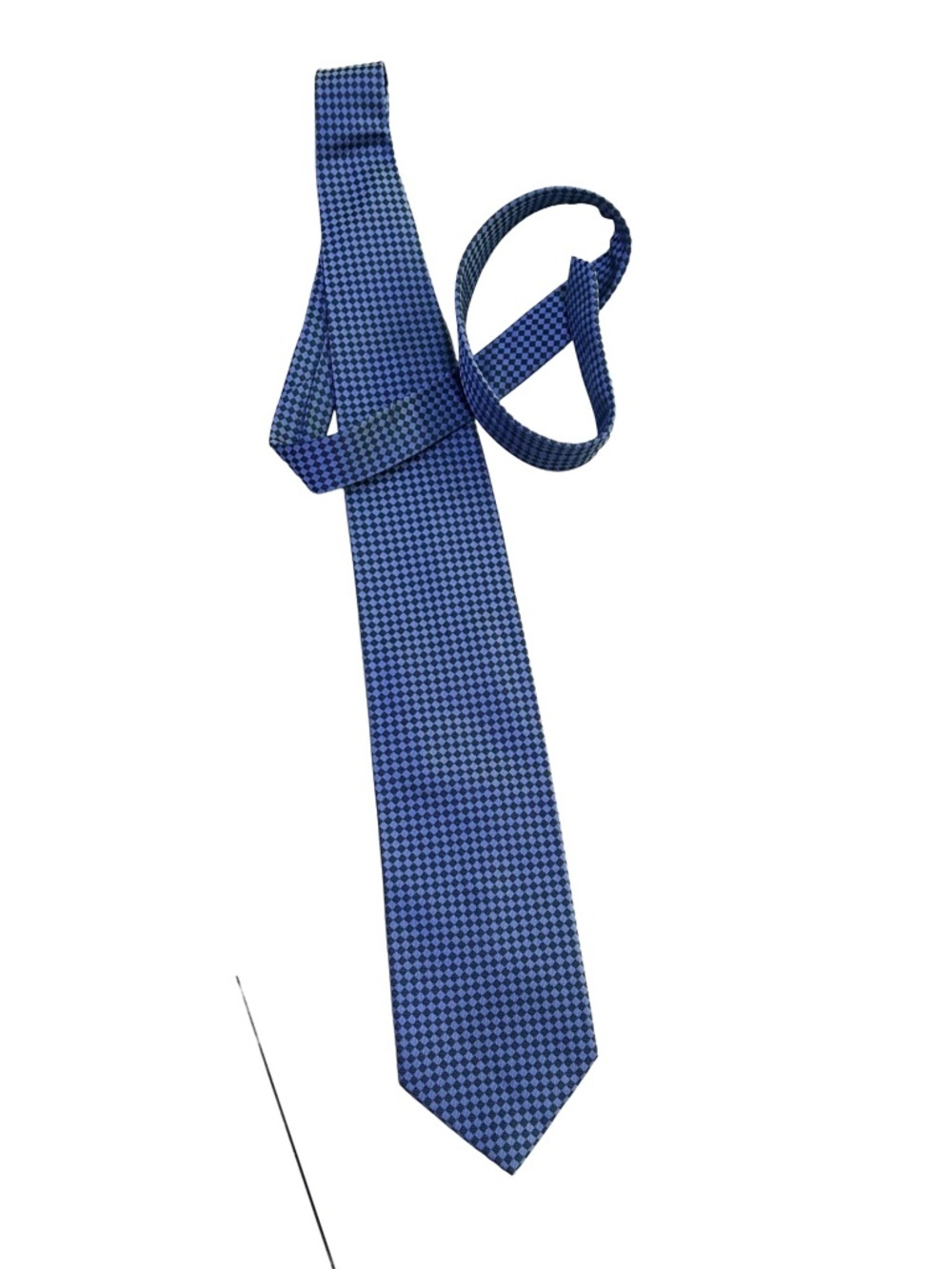 Foggia Men’s 100% Silk Blue Geometric Tie - Picture 5 of 5